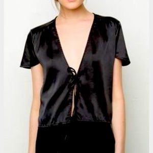 Brandy Melville Leesa Black Silk Top